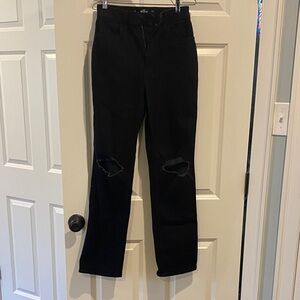 Hollister Dark Straight Leg Jeans with Knee Rips
